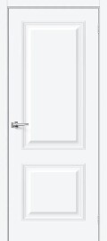 Дверь межкомнатная Классик-12 ПЭТ White Silk, глухая, декор багет, царговая