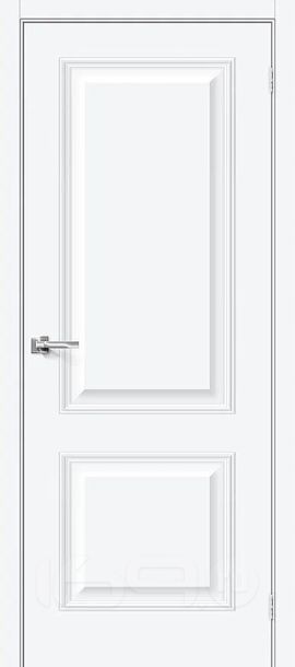 Дверь межкомнатная Классик-12 ПЭТ White Silk, глухая, без стекла, без кромки, царговая