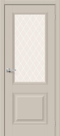 Дверь межкомнатная Классик-13 ПЭТ Cream Silk, остекленная, декор багет, white сrystal, царговая