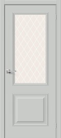 Дверь межкомнатная Классик-13 ПЭТ Grey Silk, остекленная, декор багет, white сrystal, царговая