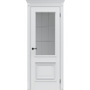 Дверь межкомнатная Классико-13.11 ПЭТ Shellac White, остекленная, milling white ii, царговая