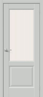 Дверь межкомнатная Неоклассик-33 ПЭТ Grey Silk, остекленная, рифлёное стекло magic moru, без кромки, царговая