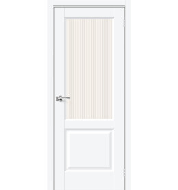 Дверь межкомнатная Неоклассик-33 ПЭТ, White Silk, остекленная, рифлёное стекло magic moru, царговая