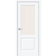 Дверь межкомнатная Неоклассик-33 ПЭТ White Silk, остекленная, рифлёное стекло magic moru, без кромки, царговая