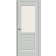 Дверь межкомнатная Неоклассик-35 ПЭТ Grey Silk, остекленная, рифлёное стекло magic moru, царговая