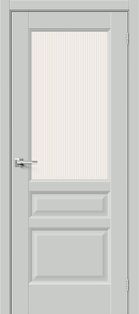 Дверь межкомнатная Неоклассик-35 ПЭТ Grey Silk, остекленная, рифлёное стекло magic moru, без кромки, царговая
