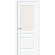 Дверь межкомнатная Неоклассик-35 ПЭТ White Silk, остекленная, рифлёное стекло magic moru, без кромки, царговая