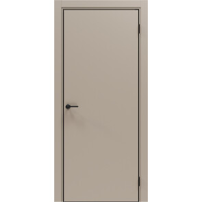 Дверь межкомнатная Порта-50 4AB ПЭТ, Keramik Beige в комплекте с врезанной черной магнитной защелкой, глухая, кромка алюминиевая черная матовая, каркасно-щитовая