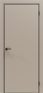 Дверь межкомнатная Порта-50 4AB ПЭТ, Keramik Beige в комплекте с врезанной черной магнитной защелкой, глухая, кромка алюминиевая черная матовая, каркасно-щитовая