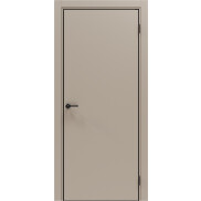 Дверь межкомнатная Порта-50 4AB ПЭТ, Keramik Beige в комплекте с врезанной черной магнитной защелкой, глухая, кромка алюминиевая черная матовая, каркасно-щитовая