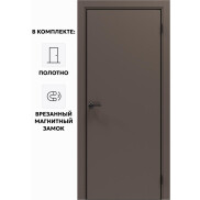 Дверь межкомнатная Порта-50 4AB ПЭТ, Keramik Brown в комплекте с врезанной черной магнитной защелкой, глухая, кромка алюминиевая черная матовая, каркасно-щитовая