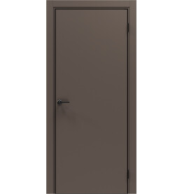 Дверь межкомнатная Порта-50 4AB ПЭТ, Keramik Brown в комплекте с врезанной черной магнитной защелкой, глухая, кромка алюминиевая черная матовая, каркасно-щитовая