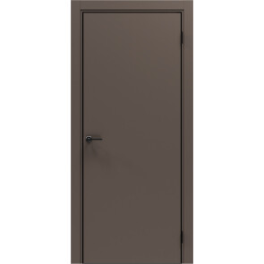 Дверь межкомнатная Порта-50 4AB ПЭТ, Keramik Brown в комплекте с врезанной черной магнитной защелкой, глухая, кромка алюминиевая черная матовая, каркасно-щитовая