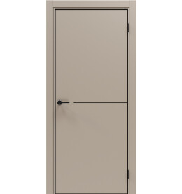 Дверь межкомнатная Порта-50.1 4AB ПЭТ, Keramik Beige в комплекте с врезанной черной магнитной защелкой, глухая, кромка алюминиевая черная матовая, каркасно-щитовая