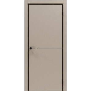Дверь межкомнатная Порта-50.1 4AB ПЭТ, Keramik Beige в комплекте с врезанной черной магнитной защелкой, глухая, кромка алюминиевая черная матовая, каркасно-щитовая