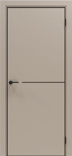 Дверь межкомнатная Порта-50.1 4AB ПЭТ, Keramik Beige в комплекте с врезанной черной магнитной защелкой, глухая, кромка алюминиевая черная матовая, каркасно-щитовая