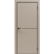 Дверь межкомнатная Порта-50.1 4AB ПЭТ, Keramik Beige в комплекте с врезанной черной магнитной защелкой, глухая, кромка алюминиевая черная матовая, каркасно-щитовая