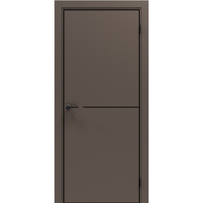Дверь межкомнатная Порта-50.1 4AB ПЭТ, Keramik Brown в комплекте с врезанной черной магнитной защелкой, глухая, кромка алюминиевая черная матовая, каркасно-щитовая