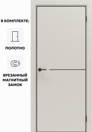 Дверь межкомнатная Порта-50.1 4AB ПЭТ, Keramik Valse в комплекте с врезанной черной магнитной защелкой, глухая, кромка алюминиевая черная матовая, каркасно-щитовая