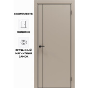Дверь межкомнатная Порта-50.11 4AB ПЭТ, Keramik Beige в комплекте с врезанной черной магнитной защелкой, глухая, кромка алюминиевая черная матовая, каркасно-щитовая