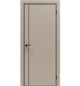 Дверь межкомнатная Порта-50.11 4AB ПЭТ, Keramik Beige в комплекте с врезанной черной магнитной защелкой, глухая, кромка алюминиевая черная матовая, каркасно-щитовая