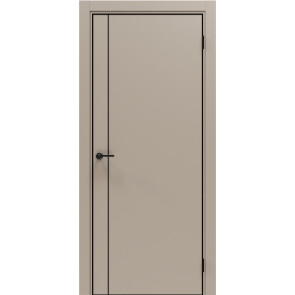 Дверь межкомнатная Порта-50.11 4AB ПЭТ, Keramik Beige в комплекте с врезанной черной магнитной защелкой, глухая, кромка алюминиевая черная матовая, каркасно-щитовая