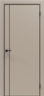 Дверь межкомнатная Порта-50.11 4AB ПЭТ, Keramik Beige в комплекте с врезанной черной магнитной защелкой, глухая, кромка алюминиевая черная матовая, каркасно-щитовая