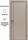 Дверь межкомнатная Порта-50.11 4AB ПЭТ, Keramik Beige в комплекте с врезанной черной магнитной защелкой, глухая, кромка алюминиевая черная матовая, каркасно-щитовая