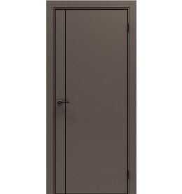 Дверь межкомнатная Порта-50.11 4AB ПЭТ, Keramik Brown в комплекте с врезанной черной магнитной защелкой, глухая, кромка алюминиевая черная матовая, каркасно-щитовая
