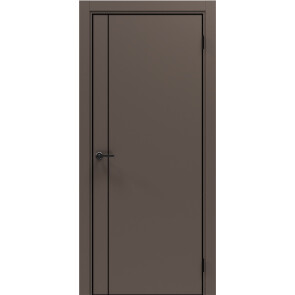 Дверь межкомнатная Порта-50.11 4AB ПЭТ, Keramik Brown в комплекте с врезанной черной магнитной защелкой, глухая, кромка алюминиевая черная матовая, каркасно-щитовая