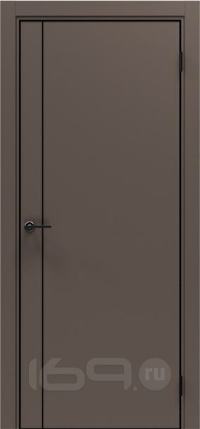 Дверь межкомнатная Порта-50.11 4AB ПЭТ, Keramik Brown в комплекте с врезанной черной магнитной защелкой, глухая, кромка алюминиевая черная матовая, каркасно-щитовая