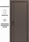 Дверь межкомнатная Порта-50.11 4AB ПЭТ, Keramik Brown в комплекте с врезанной черной магнитной защелкой, глухая, кромка алюминиевая черная матовая, каркасно-щитовая