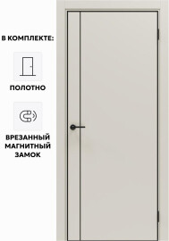 Дверь межкомнатная Порта-50.11 4AB ПЭТ, Keramik Valse в комплекте с врезанной черной магнитной защелкой, глухая, кромка алюминиевая черная матовая, каркасно-щитовая