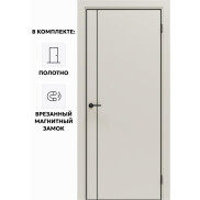 Дверь межкомнатная Порта-50.11 4AB ПЭТ, Keramik Valse в комплекте с врезанной черной магнитной защелкой, глухая, кромка алюминиевая черная матовая, каркасно-щитовая