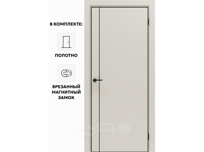 Дверь межкомнатная Порта-50.11 4AB ПЭТ, Keramik Valse в комплекте с врезанной черной магнитной защелкой, глухая, кромка алюминиевая черная матовая, каркасно-щитовая