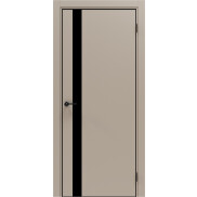 Дверь межкомнатная Порта-51 4AB ПЭТ, Keramik Beige в комплекте с врезанной черной магнитной защелкой, глухая, кромка алюминиевая черная матовая, каркасно-щитовая