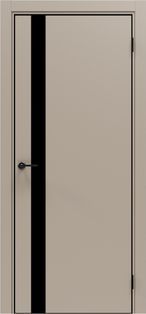 Дверь межкомнатная Порта-51 4AB ПЭТ, Keramik Beige в комплекте с врезанной черной магнитной защелкой, глухая, кромка алюминиевая черная матовая, каркасно-щитовая