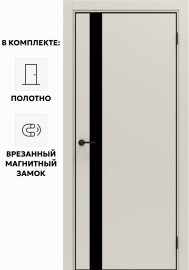 Дверь межкомнатная Порта-51 4AB ПЭТ, Keramik Valse в комплекте с врезанной черной магнитной защелкой, глухая, кромка алюминиевая черная матовая, каркасно-щитовая