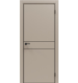 Дверь межкомнатная Порта-52 4AB ПЭТ, Keramik Beige в комплекте с врезанной черной магнитной защелкой, глухая, кромка алюминиевая черная матовая, каркасно-щитовая