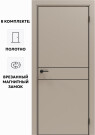 Дверь межкомнатная Порта-52 4AB ПЭТ, Keramik Beige в комплекте с врезанной черной магнитной защелкой, глухая, кромка алюминиевая черная матовая, каркасно-щитовая