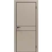 Дверь межкомнатная Порта-52 4AB ПЭТ, Keramik Beige в комплекте с врезанной черной магнитной защелкой, глухая, кромка алюминиевая черная матовая, каркасно-щитовая