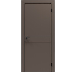 Дверь межкомнатная Порта-52 4AB Эксимер(ПЭТ) Keramik Brown, глухая, кромка алюминиевая черная, каркасно-щитовая