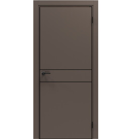 Дверь межкомнатная Порта-52 4AB ПЭТ, Keramik Brown в комплекте с врезанной черной магнитной защелкой, глухая, кромка алюминиевая черная матовая, каркасно-щитовая