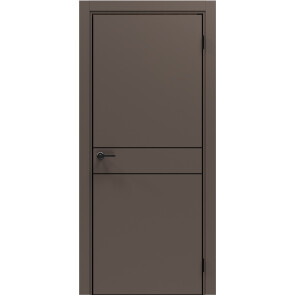 Дверь межкомнатная Порта-52 4AB ПЭТ, Keramik Brown в комплекте с врезанной черной магнитной защелкой, глухая, кромка алюминиевая черная матовая, каркасно-щитовая