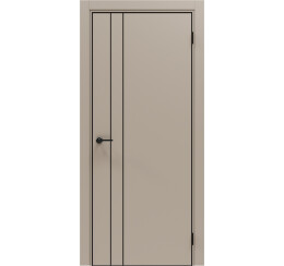 Дверь межкомнатная Порта-58 4AB Эксимер(ПЭТ) Keramik Beige, глухая, кромка алюминиевая черная, каркасно-щитовая