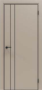 Дверь межкомнатная Порта-58 4AB ПЭТ, Keramik Beige в комплекте с врезанной черной магнитной защелкой, глухая, кромка алюминиевая черная матовая, каркасно-щитовая