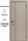 Дверь межкомнатная Порта-58 4AB ПЭТ, Keramik Beige в комплекте с врезанной черной магнитной защелкой, глухая, кромка алюминиевая черная матовая, каркасно-щитовая