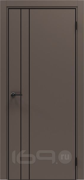 Дверь межкомнатная Порта-58 4AB ПЭТ, Keramik Brown в комплекте с врезанной черной магнитной защелкой, глухая, кромка алюминиевая черная матовая, каркасно-щитовая
