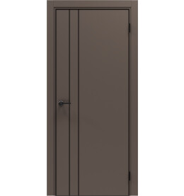 Дверь межкомнатная Порта-58 4AB ПЭТ, Keramik Brown в комплекте с врезанной черной магнитной защелкой, глухая, кромка алюминиевая черная матовая, каркасно-щитовая