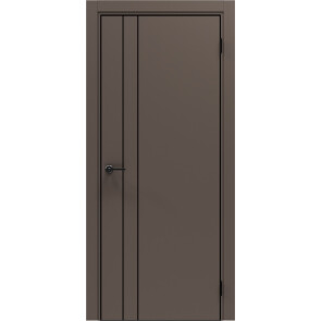 Дверь межкомнатная Порта-58 4AB ПЭТ, Keramik Brown в комплекте с врезанной черной магнитной защелкой, глухая, кромка алюминиевая черная матовая, каркасно-щитовая